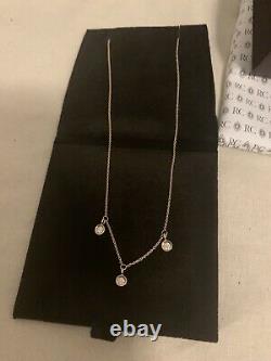 ROBERTO COIN 18K Rose GOLD CHAIN 3-STATION DIAMOND DANGLE NECKLACE