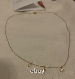 ROBERTO COIN 18K Rose GOLD CHAIN 3-STATION DIAMOND DANGLE NECKLACE