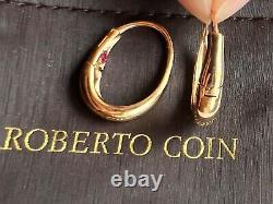 ROBERTO COIN 18K Rose Gold Oval Graduated Puff Hoop Earrings Rare $2100