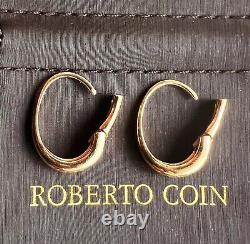 ROBERTO COIN 18K Rose Gold Oval Graduated Puff Hoop Earrings Rare $2100