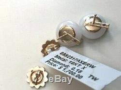 ROBERTO COIN 18K Rose Gold, White Jade Diamond Earrings