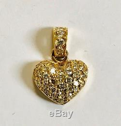 ROBERTO COIN. 18K Solid Yellow Gold Diamond Heart Pendant