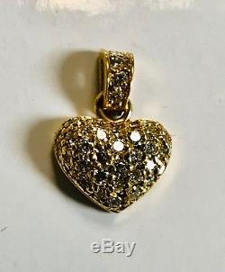 ROBERTO COIN. 18K Solid Yellow Gold Diamond Heart Pendant