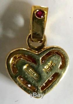 ROBERTO COIN. 18K Solid Yellow Gold Diamond Heart Pendant