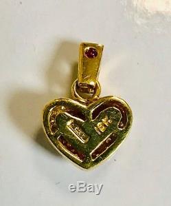 ROBERTO COIN. 18K Solid Yellow Gold Diamond Heart Pendant