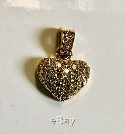 ROBERTO COIN. 18K Solid Yellow Gold Diamond Heart Pendant