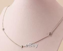 ROBERTO COIN 18K WHITE GOLD CHAIN 3-STATION 0.21ctw DIAMOND BY THE YARD NECKLACE