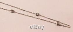 ROBERTO COIN 18K WHITE GOLD CHAIN 3-STATION 0.21ctw DIAMOND BY THE YARD NECKLACE