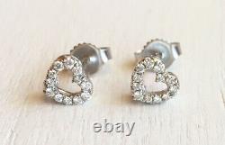ROBERTO COIN 18K White Gold Diamond Tiny Treasures Heart Stud Earrings NEW $1180