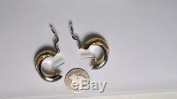 ROBERTO COIN 18K YELLOW AND WHITE GOLD HOOP POST WITH OMEGA LOCK EARRINGS 9.6 gr