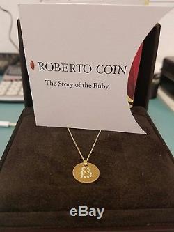 Roberto Coin 18k Yellow Gold Diamond B Letter Initial Disc Necklace Pendant
