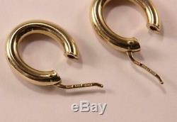 ROBERTO COIN 18K YELLOW GOLD OVAL SHAPE 0.79 INCH DROP HOOP EARRINGS, 4mm THICK