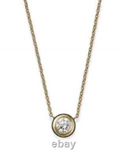 ROBERTO COIN 18K Yellow Gold Diamond Bezel Pendant Necklace, 16, with box #122