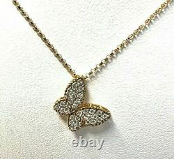 ROBERTO COIN 18K Yellow Gold Diamond Butterfly Pendant Necklace NEW with box