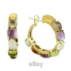 ROBERTO COIN 18K Yellow Gold Shanghai Multi-Gem Hoop Earrings (8881386AYERJ)