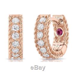 ROBERTO COIN 18k Rose Gold Symphony Princess Huggie Earrings with Diamonds