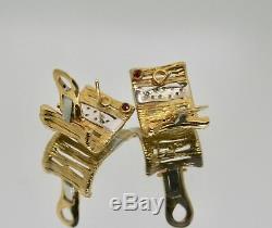 ROBERTO COIN 18k Solid Yellow Gold & Diamond Earrings Elephant Skin Collection