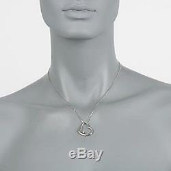 ROBERTO COIN 18k White GOLD Large Open Heart Diamond Pendant, Necklace, Box $660