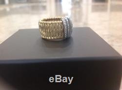 ROBERTO COIN 18k yellow gold woven band ring with diamond accents set in
