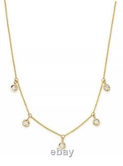 ROBERTO COIN 18kt Yellow Gold Dangle DIAMOND Drop NECKLACE 16/18-inch RET $1080