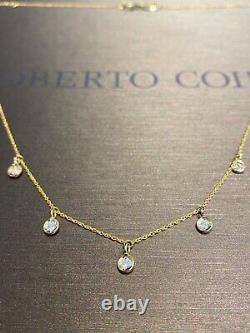 ROBERTO COIN 18kt Yellow Gold Dangle DIAMOND Drop NECKLACE 16/18-inch RET $1080
