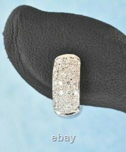 ROBERTO COIN 56 Pave Diamond 18K White Gold Huggie Hoop Loop 18KT Earrings 6 Grm