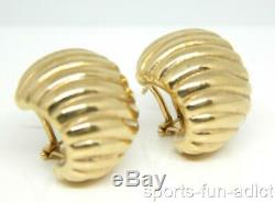 ROBERTO COIN 750 18K Italy YGold Ribbed Puffy Hollow 3/4 Hoop Pierced Earrings