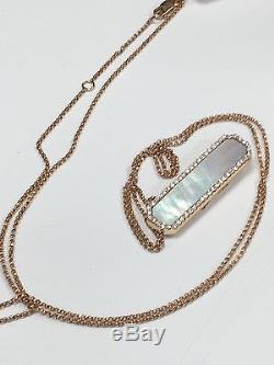 ROBERTO COIN Art Deco NECKLACE MOP DIAMOND 18K Pink Rose Gold 31-Retail $2900