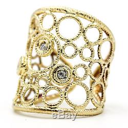 ROBERTO COIN Bollicine Cuff Ring with Diamonds in 18k Yellow Gold, Size 6