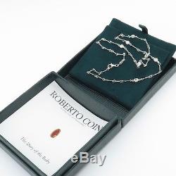 ROBERTO COIN Diamond & 18K White Gold Station Necklace 16 In Original Box