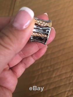 ROBERTO COIN Elephant 18 ct White and Rose Gold Dmnds Flex Ring Sz 7 MSRP $2,800