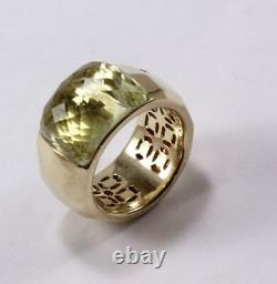 ROBERTO COIN MARTELLATO 18K YELLOW GOLD with YELLOW CITRINE WIDE BAND RING SIZE 7