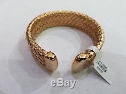 ROBERTO COIN NEW Rose Gold Over Woven Sterling Silver Cuff Bracelet