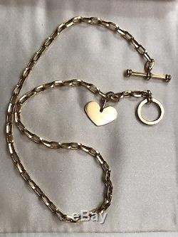 ROBERTO COIN Oval Link HEART Charm Toggle 18K 16 NECKLACE
