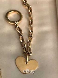 ROBERTO COIN Oval Link HEART Charm Toggle 18K 16 NECKLACE