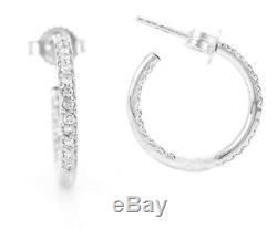 ROBERTO COIN Petite 18mm InsideOutside Diamond. 52 TCW Hoop Earrings 18k Wt Gold