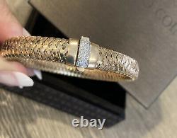 ROBERTO COIN Primavera 18K ROSE GOLD Diamond Flex woven Bangle BRACELET $3200