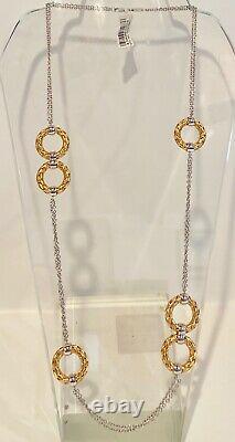 ROBERTO COIN TFS 18K Gold Sterling Woven Circle Station Necklace Italy NEW