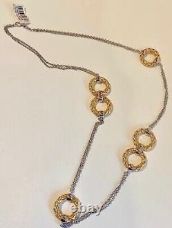 ROBERTO COIN TFS 18K Gold Sterling Woven Circle Station Necklace Italy NEW