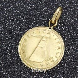 Rare 18k Solid Yellow GOLD Coin Coins 5 Lire Italian Italy Pendant Medallion