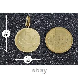 Rare 18k Solid Yellow GOLD Coin Coins 5 Lire Italian Italy Pendant Medallion