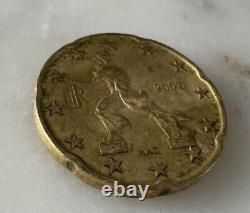 Rare 2002 Italy 20 Cent Euro Coin with Date Error Used Condition