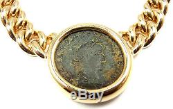Rare! Authentic Bvlgari Bulgari 18k Yellow Gold Ancient Coin Link Necklace Cert
