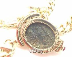 Rare! Authentic Bvlgari Bulgari 18k Yellow Gold Ruby Coin Pendant Link Necklace