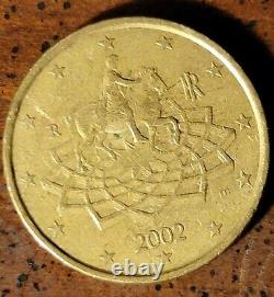 Rare Coin 50 euro cent 2002 Italy Excellent condition