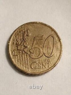 Rare EU Coin Italy 50 Cent Euro Nordic Gold 2001 Errors year of Minting 1st Map