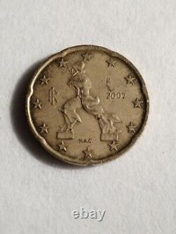 Rare Euro 20 Cent Coin Italy 2002 Statue of Umberto Boccioni