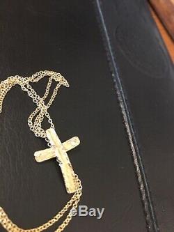 Rare Roberto Coin 18k Diamond Cross Pendant and Chain, 16, fully-hallmarked