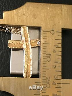 Rare Roberto Coin 18k Diamond Cross Pendant and Chain, 16, fully-hallmarked