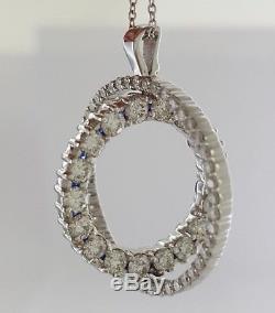 Rare Roberto Coin 3 ct 18K Gold Diamond & Sapphire Double Sided Necklace